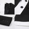 [EWQ] Sommar Korea Chic Casual Overcoats Fashion Black and White Oregelbunden Kontrastfärg Lös kostym Kvinnor Blazer 2021 16W1063 x0721