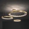 Lekkie luksusowe kryształowe lampa wisząca lampy salonu nowoczesne minimalistyczne atmosfera światła restauracyjne okrągłe pierścień nordyc