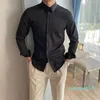 2022 chemise blanche homme manches longues coréen slim tendance tendance sans métier robe formelle loisirs d'âge moyen et jeune