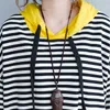 Large Size Striped Hoodie Women Korean Style Big Size Spring Autumn Sweatshirt Patchwork Hoodies Female Loose Pullover Top 211019