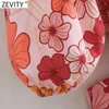 Zevity Summer Women Tropical Floral Print Puff Sleeve Slim Mini Dress Female Backless Bow Tied Chic Boho Beach Vestidos DS8327 210419