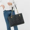 Klassische Mode Totes Handtaschen Schwarz Marmont Frauen Ketten Tragetaschen Handtasche Leder Schulter Umhängetasche Dame Messenger Geldbörsen 28CM