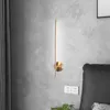 All Copper Minimalist Line Wall Lamp Modern Bedroom Bedside Lamps Led Strip Living Room TV Background Walls Aisle Lights