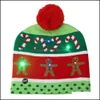 Berets mössor Kepsar hattar, halsdukar Handskar Fashion Aessories 2022 Year Hat LED Begagnade Beanie Light Up Lights för barn Juldekoration Dr
