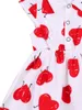Платья девочки День святого Валентина 2-7 лет Детские девочки Стильные с коротким рукавом с коротким рукавом платья с короткими рукавами мода для детей
