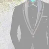 Mäns kostymer blazers vit bröllop tuxedo för brudgummen med svart byxa shawl lapel 3 stycke formell män jacka väst male mode kostym 2