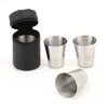 4 Pz 30ml 70ml 180ml Tazza in acciaio inox da 180ml Camping Escursionismo Tazza di Birra da caffè portatile con borsa nera