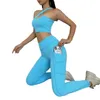 Sexy Cross Work Out Clothing Women 2 Piece Set Suit Sports Bra Leggings Exercise For 210802