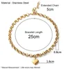 Fashion Stainless Steel Heart Pendant Anklet for Women Summer Beach Metal Leg Chain Ankle Bracelets Hip Hop Jewelry