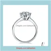 Jewelrywholesale Solid 14K White Gold Ring 1Ct Round Cut Moissanite Diamond Carbon Positive Engagement For Women Brand Cluster Rings Drop De