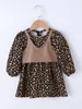 Toddler Girls Leopard Print Lantern Sleeve 2 In 1 Dress SHE