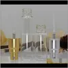 PACKING OFFICE School Business Industrial Drop Deview 2021 Lege 5ml 10 ml Glas Fine Mist Atomizer met gouden of Sier Caps Navulable per