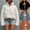 Kvinnors Fur Faux Ladies Fleece Coat Womens Coats Plush Cardigan Short Jacket Lamb Zipper Slim Women