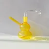 14mm Colorful gourd Shape Glass Smoking Water Curved Oil Rig Pipe Tobacco Bowl with Thick Glass Burner Bubbler pipes Pink Yellow Blue Green Purple Red Orange Colors