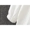 Automne Coton Jacquard Solide Blanc Plus Taille Demi-Col Haut Full Femmes Chemises 210615