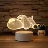 3D romantique lampe de table acrylique enfant chambre nuit lampe décoration saint valentin noël chevet nuits lumière