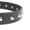 Hundkragar Leasher Leather Rivet Nails Collar 11-21.5 "För medelstora Pitbull Mastiff Boxer Bully Utomhus Anti-Bite Leash M / L / XL