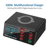 100W MULTI USB FAST Laddare PD-laddning QC3.0 Adapter US EU UK Plug Trådlös Snabb Laddstation för Smart Phone Samsung Huawai