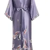 Satijnen nachtkleding vrouwen bruiden bruiloft gewaad nachtkleding zijdeachtig nachtjapon casual badjas dier rayon lange nachthemd kimono badjas 210901
