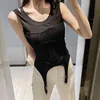 Sexy Striped Women Two Piece Set O Neck Sleeveless Tunic Irregular Hem Suit For Female Clothes Summer Fashion 210524