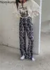 Nomikuma Tie Dye imprimé pantalon à jambes larges femmes été taille haute pantalon femme légèrement transparent pantalons lâches 210514