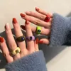 Huanzhi 2021 Transparante Acryl Kleurrijke Rechthoek Rhinestone Minimalistische Geometrie Ringen voor Vrouwen Meisjes Sieraden