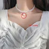 Collares con colgantes, collar de cadena para el cuello tejido con perlas, cadena de clavícula con sentido de diseño coreano 2021, personalidad de moda para mujeres de verano