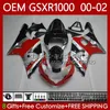 OEM Silvery Red Blk Body Kit for Suzuki GSXR 1000 CC GSXR-1000 01-02 Bodywork 62NO.9 GSXR1000 K2 1000CC 2001 2002 2002 GSX-R1000 GSX R1000 00 01 02注入型フェアリング