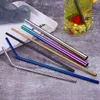 2021 Stainless Steel Metal Straw Reusable Drinking Bent Straight Type straws and Cleaner Brush For Home Party Bar Accessories