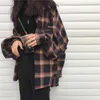 Frauen Frühling Herbst Langarm Bluse Plaid Flanell Freund Tunika Shirts Lose Beiläufige Street Lady Koreanische Übergroßen Top 210410