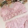 Bras Sets 2021 Japanese Style Girls Lingerie Small Cup Sleep Clothes Lolita Lace Brassiere Panties Beautiful Love Underwear Bra