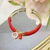 Bangle Chinês estilo tigre zodíaco ano aberto blang vermelho string artesanal ouro real galethlet bracelete para mulheres presente de jóias