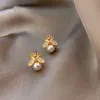 2022 Korean Exquisite Honey Bee Pearl Earrings Fashion Temperament Versatile Small Elegant Ladies Jewelry