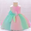 2021 été baptême nouveau-né 1 an anniversaire robe pour bébé fille coloré princesse robes de soirée enfant Costumes 3 6 8 mois G1129