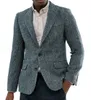 Herringband Wool Men Suits Business Casual Tuxedos Slim Fit bruidegom feestjas op maat gemaakte werkkleding trouwpak 0508