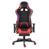 2021 Arrival furniture Customized Black Leather Blue Light Sillas Gamer Led rgb Gaming Chairs PU office chair300J