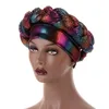 Mais recente Aso Oke auto gele headtie mulheres boné de turbante com tranças cabeça muçulmana lenço bonnet senhoras envolve diamantes turbante mujer beanie / tampa do crânio