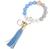 Silicone Beaded Bangle Keychain med tofs för kvinnor Party Favor, Wristlet Key Ring Armband Sn3027