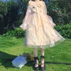 Kawaii fée robe printemps japonais doux fille maille noeud noeud champignon dentelle plume Harajuku Preppy style princesse belles jupes 210526