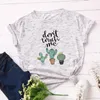 T-shirt das mulheres Mulheres de manga curta de algodão t - shirts gráfico camisetas Tee do verão Tops para fêmea roupas superdimensionadas ocasional não toca-me cactus pr