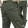 Pantalon de chargement de grande taille Été en plein air Mince Pantalons à séchage rapide pour hommes Multi-poche en vrac Pantalon décontracté pantalon militaire X0615