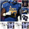 Stitched Custom 2021 Navy Midshipmen Football Jersey NCAA College 12 Roger Staubach 19 Keenan Reynolds 10 Malcolm Perry 43 Nelson Smith 20 CJ Williams 25 Tazh Maloyy