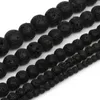 Inne 8-12 mm Fit DIY Charm Beads Natural Stone czarny wulkaniczny wulkaniczny luźno każdy 39 cm do biżuterii Making Accessories RITA22