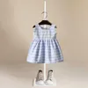 Abbigliamento per bambini 2021 New Fashion Summer Dress Baby Cotton Cute Flying Sleeve Piccolo fiocco a righe T-shirt Abito da bambino femminile Q0716