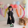 2021 Mädchen Sommerkleid Mädchen Kleider Kleines Mädchen Prinzessin Party Weiß Schwarz Kleider Kinderkleidung Koreanische Kinder Einteiliges Q0716