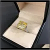 Zespół pierścieni Biżuteria Drop Dostawa 2021 925 Sterling Sier Sparkling Square Pink Yellow White High Carbon Diamond Ring Women Żydów Prezenty Drlfj