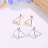 Stud 1pair driehoek vierkant oorbellen voor vrouwen trendy eenvoudige minimalistische goud kleur geometrische metalen earing sieraden accessoires