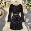 Automne Temperrament Fashion Fonds Semed Round Round Coue Taon Sag sexy Sag Sag Hip Nightclub Dance Robe UK749 210506