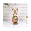 Cute Straw Rabbit Bunny Easter Decorations Holiday Home Garden Wedding Ornament Po Props Crafts 210607