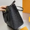 Shopping Bag Handbags Large Capacity Package Fashion Plain Letter Embossed Embossing Soft Grain Cowhide Genuine Leather Opening Women Shoulder Bags